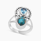 Blue Copper Turquoise Silver Rings