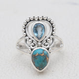 Blue Copper Turquoise Silver Ring