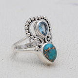 Blue Copper Turquoise Silver Ring