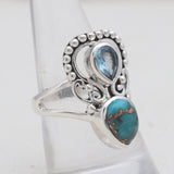 Blue Copper Turquoise Silver Ring