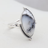 Natural Dendritic Opal Silver Ring