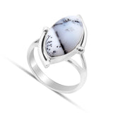 Natural Dendritic Opal Silver Ring