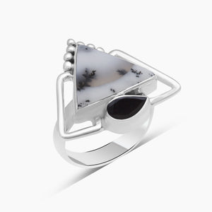 925 Sterling Silver Dendritic Opal Rings