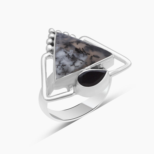 925 Sterling Silver Dendritic Opal Rings