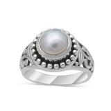 925 Starling Silver Pearl Ring & Earrings Set