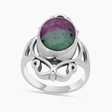 925 Silver Ruby Zoisite Ring & Earrings Set