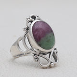 925 Silver Ruby Zoisite Ring & Earrings Set