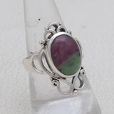 925 Silver Ruby Zoisite Ring & Earrings Set