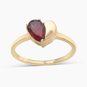 Gold Vermeil Garnet Heart Rings