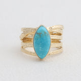 925 Silver Gold Plated Mexican Turquoise Rings