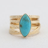 925 Silver Gold Plated Mexican Turquoise Rings