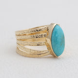 925 Silver Gold Plated Mexican Turquoise Rings