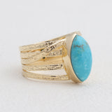 925 Silver Gold Plated Mexican Turquoise Rings