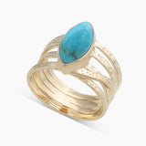 925 Silver Gold Plated Mexican Turquoise Rings