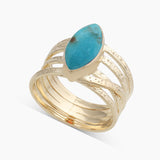 925 Silver Gold Plated Mexican Turquoise Rings