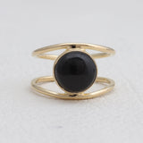 925 Silver Gold Plated Black Onyx Rings