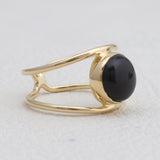 925 Silver Gold Plated Black Onyx Rings