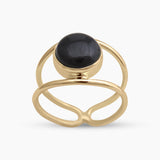 925 Silver Gold Plated Black Onyx Rings
