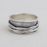 925 Sterling Silver Dual Heart Spinner Rings