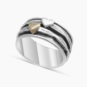 925 Sterling Silver Dual Heart Spinner Rings