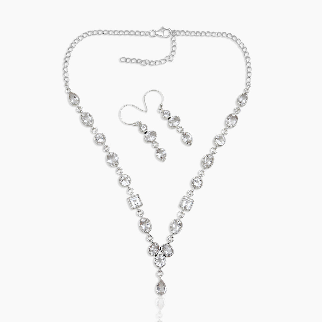 Crystal Silver Necklace Jewelry Sets
