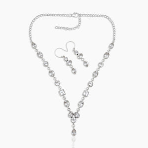 Crystal Silver Necklace Jewelry Sets