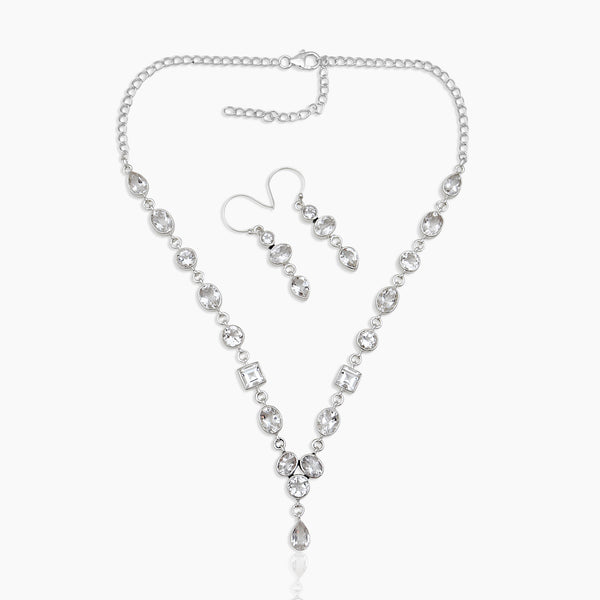 Crystal Silver Necklace Jewelry Sets