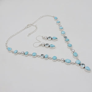 Larimar Silver Necklace Jewelry Sets