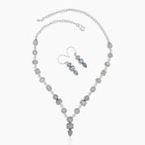 Rainbow Moonstone Silver Necklace Jewelry Sets