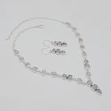 Rainbow Moonstone Silver Necklace Jewelry Sets