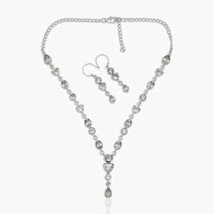 Green Amethyst Silver Necklace Jewelry Sets
