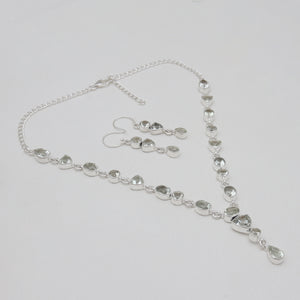 Green Amethyst Silver Necklace Jewelry Sets