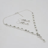 Green Amethyst Silver Necklace Jewelry Sets