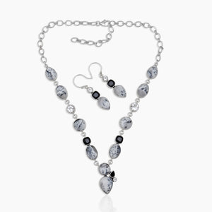 Dendritic Opal Silver Necklace Jewelry Sets