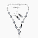 Dendritic Opal Silver Necklace Jewelry Sets