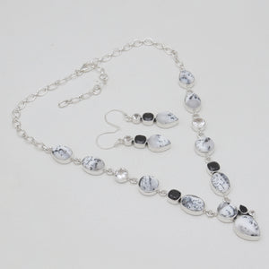 Dendritic Opal Silver Necklace Jewelry Sets