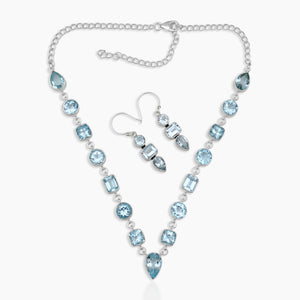 Blue Topaz Silver Necklace Jewelry Sets