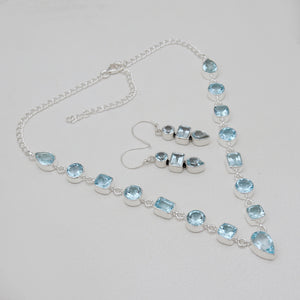 Blue Topaz Silver Necklace Jewelry Sets