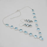 Blue Topaz Silver Necklace Jewelry Sets