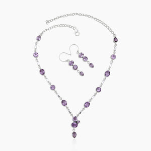 Amethyst Silver Necklace Jewelry Sets