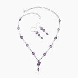Amethyst Silver Necklace Jewelry Sets