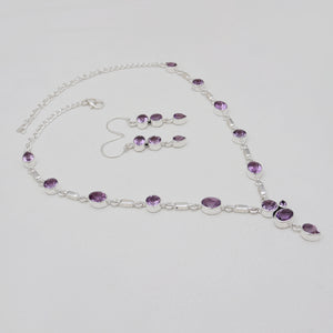 Amethyst Silver Necklace Jewelry Sets