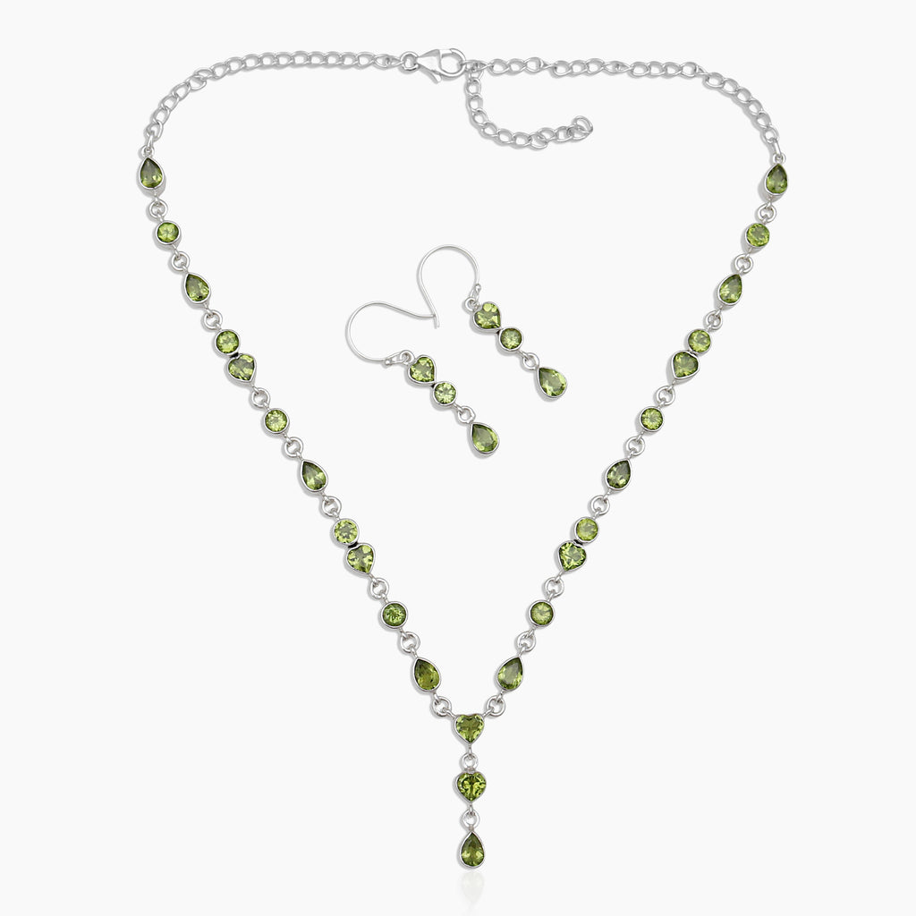 Peridot Silver Necklace Jewelry Sets