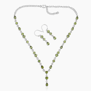 Peridot Silver Necklace Jewelry Sets