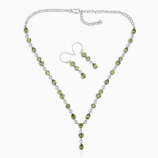 Peridot Silver Necklace Jewelry Sets