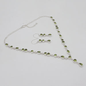 Peridot Silver Necklace Jewelry Sets