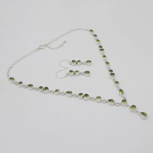 Peridot Silver Necklace Jewelry Sets