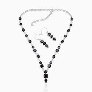 Black onxy Silver Necklace Jewelry Sets