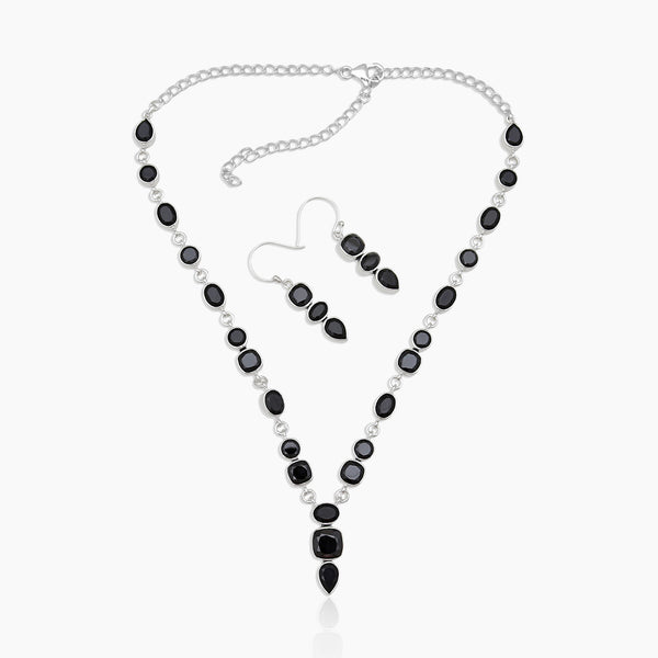 Black onxy Silver Necklace Jewelry Sets