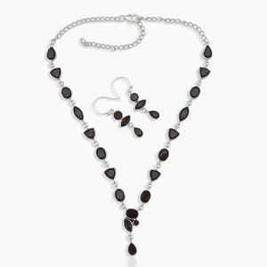Smoky Quartz Silver Necklace Jewelry Sets